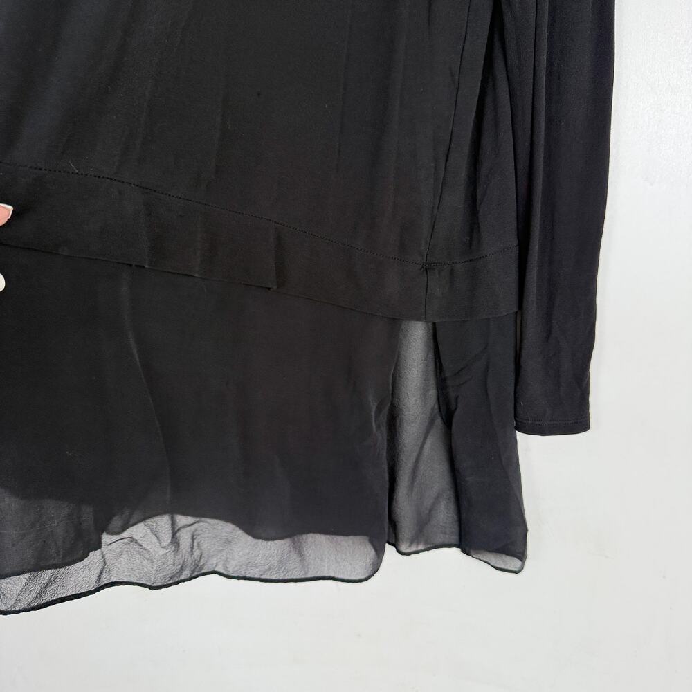 Eileen Fisher Tunic Chiffon Blouse Black 100% Silk Top - M - Picture 6 of 11